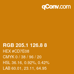 Color code: RGB 205.1 126.8 8 | qconv.com