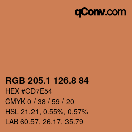Color code: RGB 205.1 126.8 84 | qconv.com