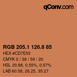 Farbcode: RGB 205.1 126.8 85 | qconv.com