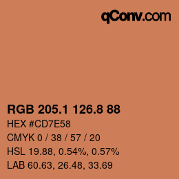 Color code: RGB 205.1 126.8 88 | qconv.com