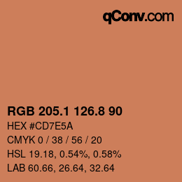Color code: RGB 205.1 126.8 90 | qconv.com