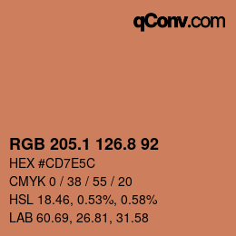 カラーコード: RGB 205.1 126.8 92 | qconv.com
