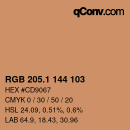 カラーコード: RGB 205.1 144 103 | qconv.com