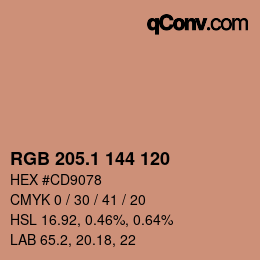 カラーコード: RGB 205.1 144 120 | qconv.com