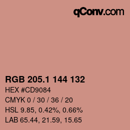 Color code: RGB 205.1 144 132 | qconv.com