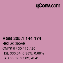 カラーコード: RGB 205.1 144 174 | qconv.com