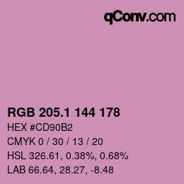 カラーコード: RGB 205.1 144 178 | qconv.com
