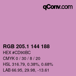 カラーコード: RGB 205.1 144 188 | qconv.com