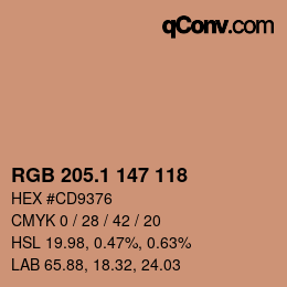 カラーコード: RGB 205.1 147 118 | qconv.com