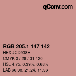 カラーコード: RGB 205.1 147 142 | qconv.com