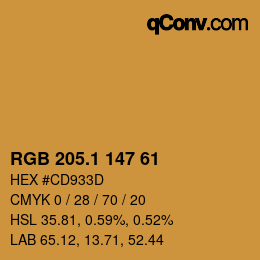 カラーコード: RGB 205.1 147 61 | qconv.com