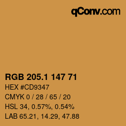 カラーコード: RGB 205.1 147 71 | qconv.com