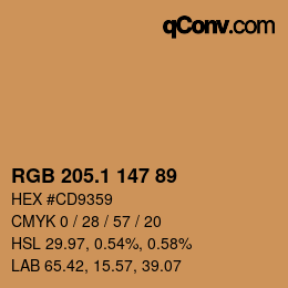 カラーコード: RGB 205.1 147 89 | qconv.com