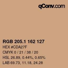 カラーコード: RGB 205.1 162 127 | qconv.com