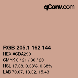 カラーコード: RGB 205.1 162 144 | qconv.com