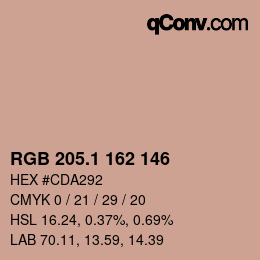 Color code: RGB 205.1 162 146 | qconv.com