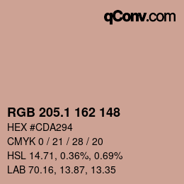 カラーコード: RGB 205.1 162 148 | qconv.com