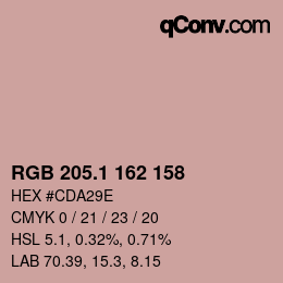 カラーコード: RGB 205.1 162 158 | qconv.com