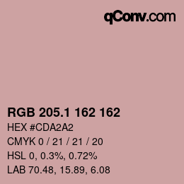 カラーコード: RGB 205.1 162 162 | qconv.com