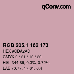 カラーコード: RGB 205.1 162 173 | qconv.com