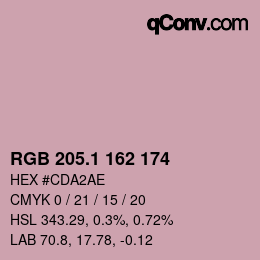 カラーコード: RGB 205.1 162 174 | qconv.com
