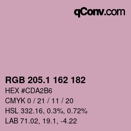 カラーコード: RGB 205.1 162 182 | qconv.com