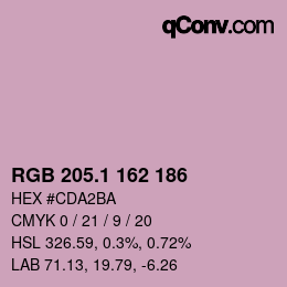 カラーコード: RGB 205.1 162 186 | qconv.com