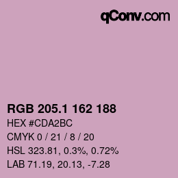 カラーコード: RGB 205.1 162 188 | qconv.com
