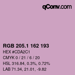 カラーコード: RGB 205.1 162 193 | qconv.com