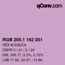 カラーコード: RGB 205.1 162 201 | qconv.com