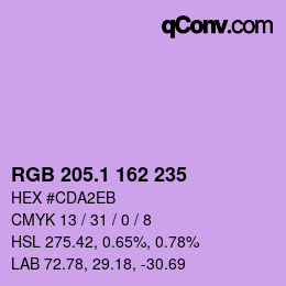 カラーコード: RGB 205.1 162 235 | qconv.com