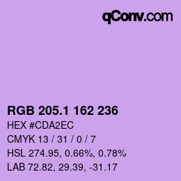 カラーコード: RGB 205.1 162 236 | qconv.com