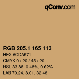 Color code: RGB 205.1 165 113 | qconv.com