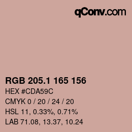カラーコード: RGB 205.1 165 156 | qconv.com