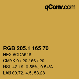 カラーコード: RGB 205.1 165 70 | qconv.com