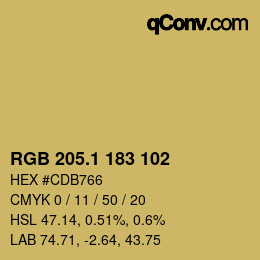 カラーコード: RGB 205.1 183 102 | qconv.com