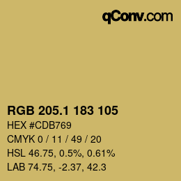 カラーコード: RGB 205.1 183 105 | qconv.com