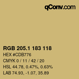カラーコード: RGB 205.1 183 118 | qconv.com