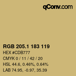 カラーコード: RGB 205.1 183 119 | qconv.com