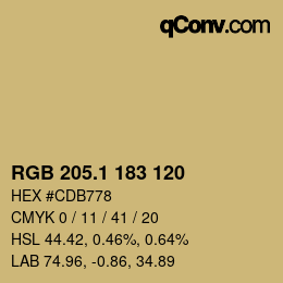 カラーコード: RGB 205.1 183 120 | qconv.com