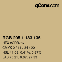 カラーコード: RGB 205.1 183 135 | qconv.com