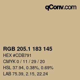カラーコード: RGB 205.1 183 145 | qconv.com