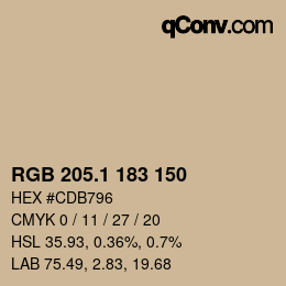 カラーコード: RGB 205.1 183 150 | qconv.com