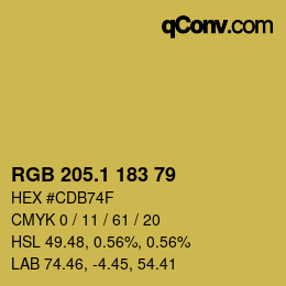カラーコード: RGB 205.1 183 79 | qconv.com