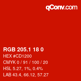カラーコード: RGB 205.1 18 0 | qconv.com