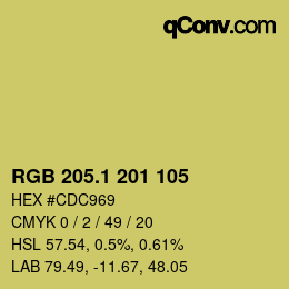 カラーコード: RGB 205.1 201 105 | qconv.com