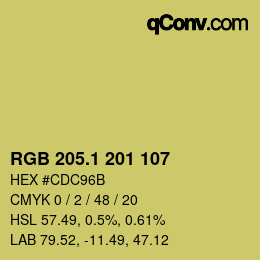 カラーコード: RGB 205.1 201 107 | qconv.com