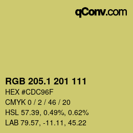 カラーコード: RGB 205.1 201 111 | qconv.com
