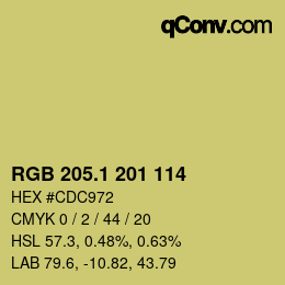 カラーコード: RGB 205.1 201 114 | qconv.com
