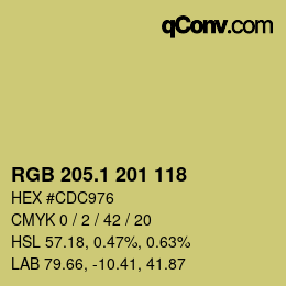 Color code: RGB 205.1 201 118 | qconv.com